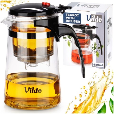VILDE 259415 - szklany dzbanek z zaparzaczem spustowym, 680 ml