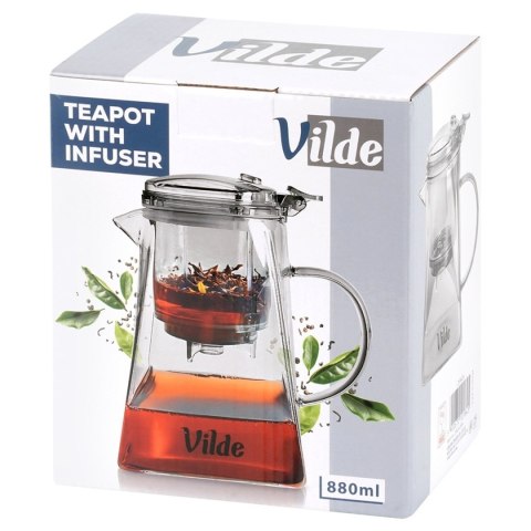 VILDE 259424 - szklany dzbanek z zaparzaczem spustowym, 880 ml