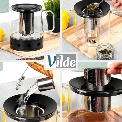 Vilde 259724 - dzbanek szklany 1,5 l z zaparzaczem i podgrzewaczem