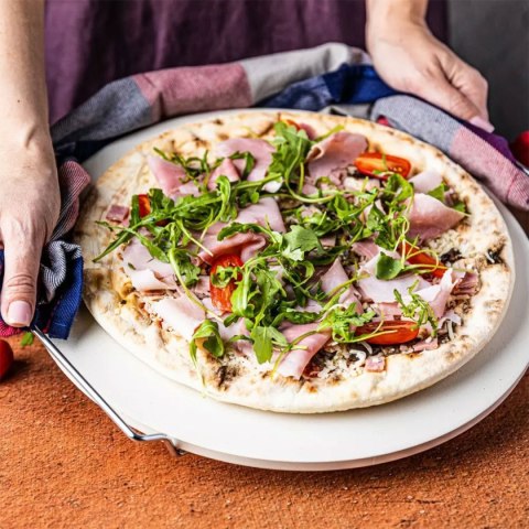 KLAUSBERG KB-7788 — kamień do pieczenia i serwowania pizzy 33 cm ze stojakiem