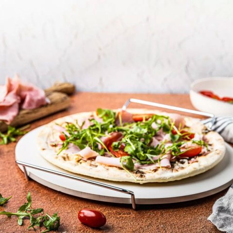 KLAUSBERG KB-7788 — kamień do pieczenia i serwowania pizzy 33 cm ze stojakiem