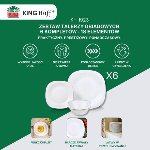 KINGHOFF TOPAZ KH-1923 - serwis obiadowy dla 6 osób, 18 elementów