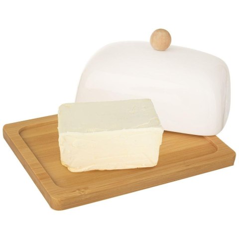 Orion WhiteLine 127144 - maselniczka porcelanowa z bambusem