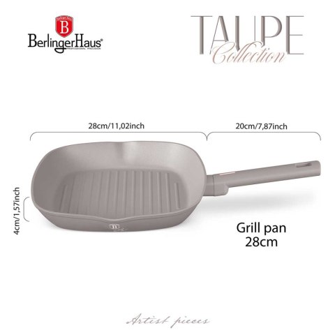 BERLINGER HAUS Taupe BH-8096 — patelnia grillowa 28 × 28 cm
