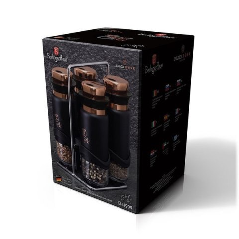 BERLINGER HAUS Black Rose BH-1999 — komplet 4 przyprawników 120 ml ze stojakiem