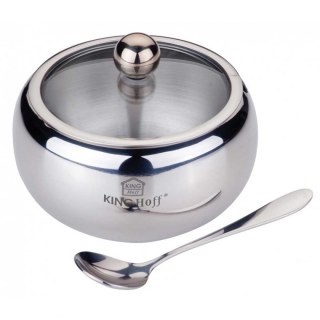 KINGHOFF KH-3725 - stalowa cukiernica 460 ml z łyżeczką, połysk
