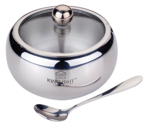 KINGHOFF KH-3732 - stalowa cukiernica 460 ml z łyżeczką, satyna