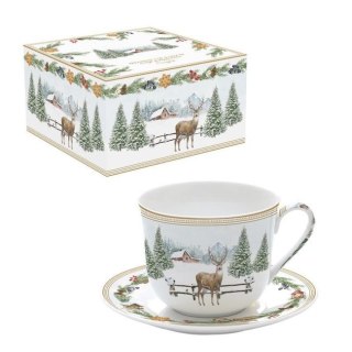Easy Life Jeleń — filiżanka porcelanowa ze spodkiem 400 ml
