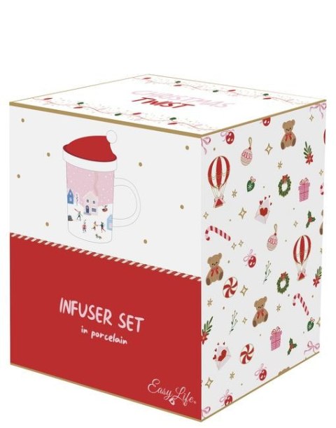 Easy Life Christmas Twist — komplet: kubek porcelanowy, pokrywka i zaparzacz 370 ml
