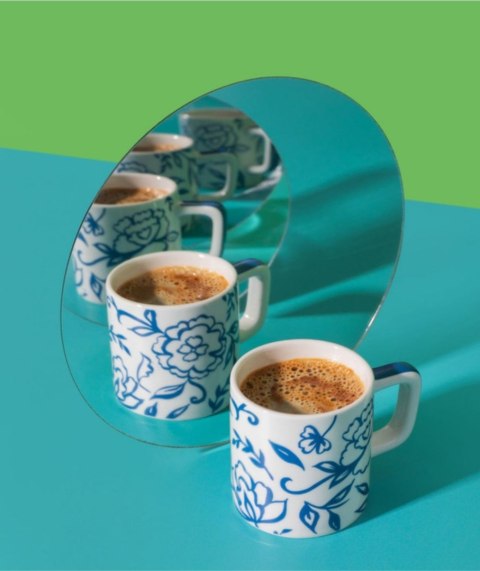 La Cafetière Blu Fiorato — ceramiczna filiżanka do espresso 120 ml