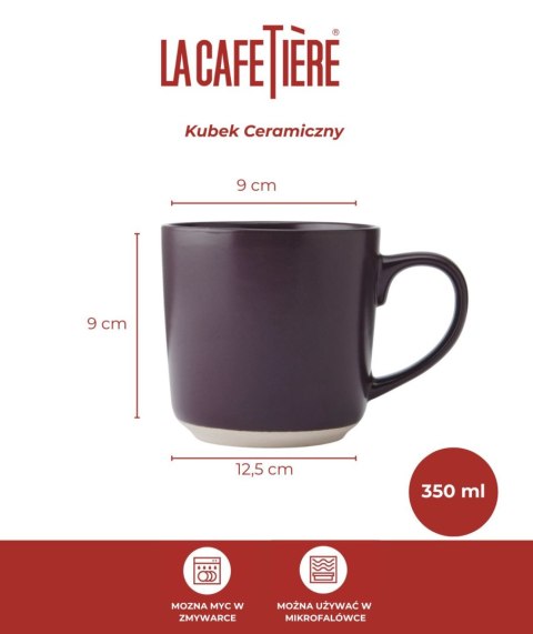 La Cafetière Ceramiczny Kubek do Kawy, Fioletowy, 350 ml