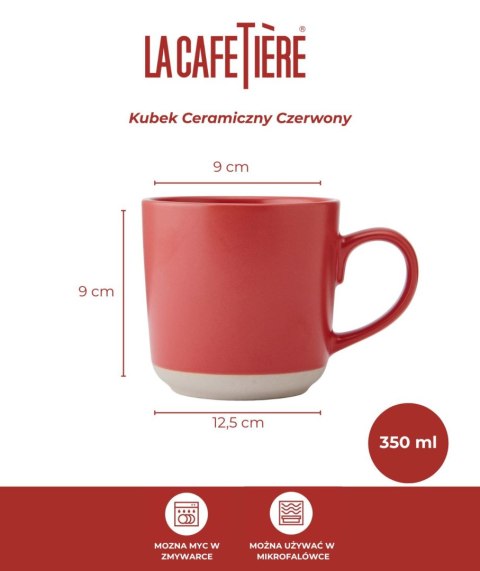 La Cafetière Kubek Ceramiczny Czerwony 350 ml