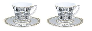 Easy Life Palazzo — komplet 2 filiżanek porcelanowych ze spodkami 80 ml