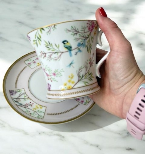 Easy Life Ptasia Melodia — filiżanka porcelanowa ze spodkiem 350 ml