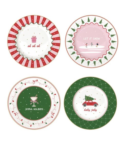 Easy Life Christmas Twist — 4 porcelanowe talerzyki deserowe, 19,5 cm