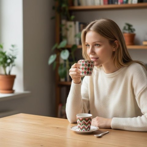 Easy Life Christmas Twist — 2 filiżanki espresso ze spodkami i łyżeczkami, 100 ml