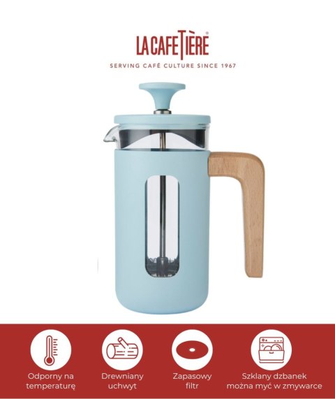 Zaparzacz do Kawy Typu French Press La Cafetière Pisa na 3 filiżanki, kolor błękitny