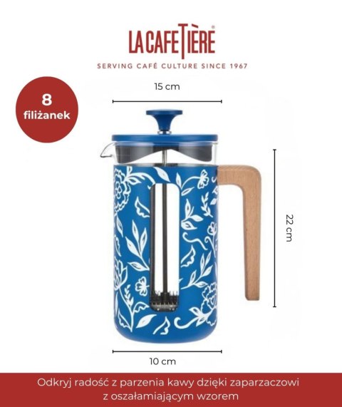 Zaparzacz do Kawy Typu French Press La Cafetière Pisa na 8 filiżanek, Blu Fiorato