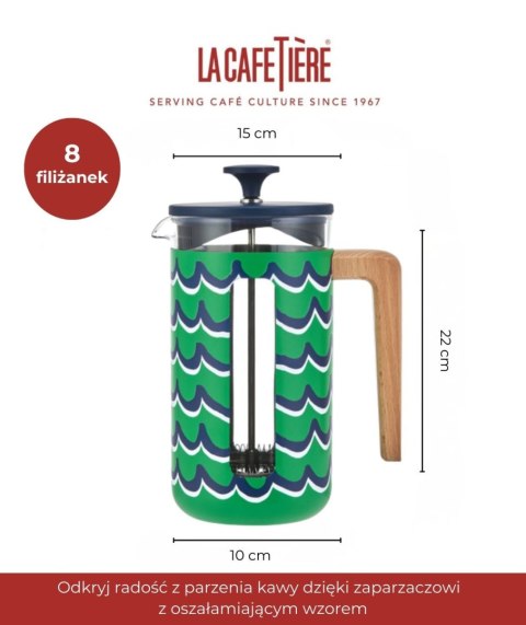 Zaparzacz do Kawy Typu French Press La Cafetière Pisa na 8 filiżanek, Cyan Tides