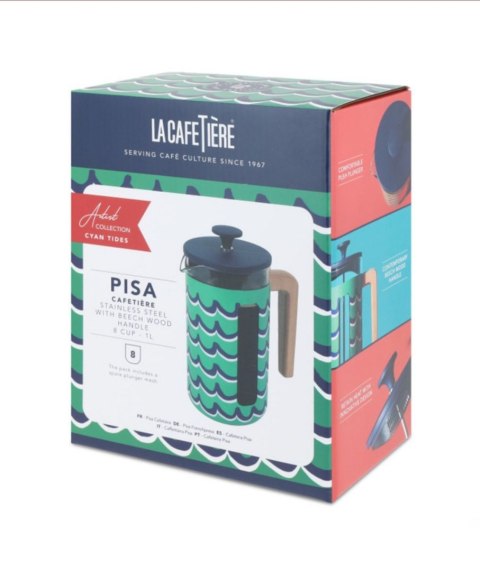 Zaparzacz do Kawy Typu French Press La Cafetière Pisa na 8 filiżanek, Cyan Tides