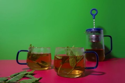 Zestaw 2 kubków szklanych La Cafetière z niebieskim uchwytem, 275 ml