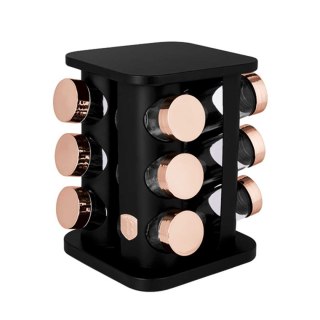 BERLINGER HAUS Black Rose BH-8559 — obrotowy stojak z 12 szklanymi przyprawnikami
