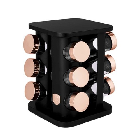 BERLINGER HAUS Black Rose BH-8559 — obrotowy stojak z 12 szklanymi przyprawnikami