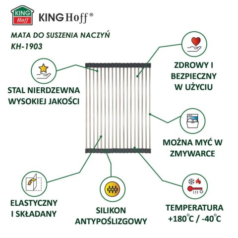 KINGHOFF KH-1903 — zwijany ociekacz na zlew 45 × 32 cm