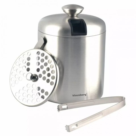 KLAUSBERG KB-7579 — stalowe wiaderko do lodu 1,3 l ze szczypcami