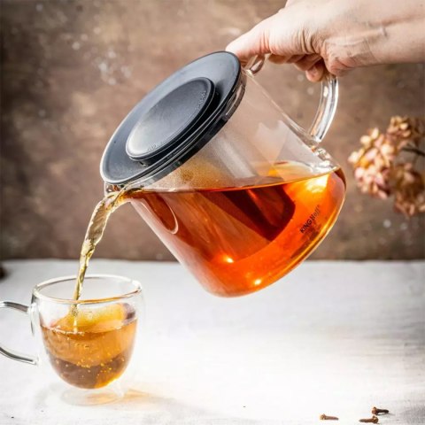 KINGHOFF KH-4845 — szklany dzbanek z zaparzaczem do herbaty, 1,5 l