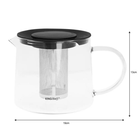 KINGHOFF KH-4845 — szklany dzbanek z zaparzaczem do herbaty, 1,5 l