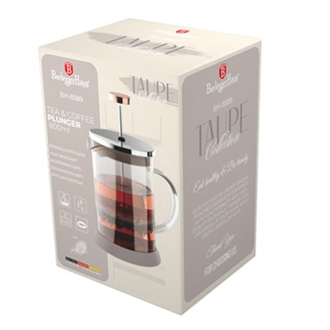 BERLINGER HAUS Taupe BH-8589 — szklany French press do kawy i herbaty, 800 ml