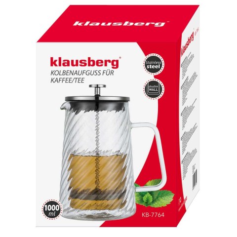 Klausberg KB-7764 – zaparzacz tłokowy z podwójnymi ściankami, 1000 ml