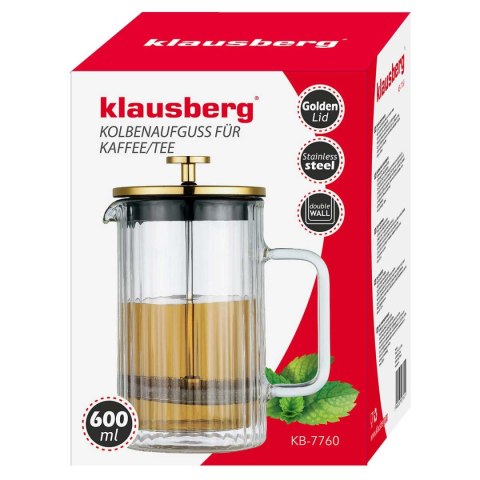 Klausberg KB-7760 – zaparzacz tłokowy z podwójnymi ściankami, 600 ml