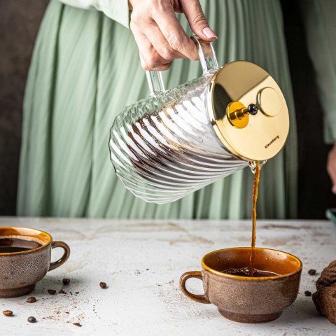 KLAUSBERG KB-7766 – dwuścienny french press z pokrywą w kolorze różowego złota, 600 ml