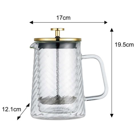 KLAUSBERG KB-7766 – dwuścienny french press z pokrywą w kolorze różowego złota, 600 ml