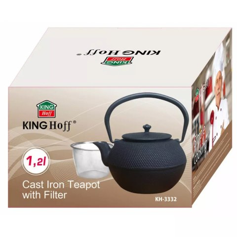 KINGHOFF KH-3332 – czarny żeliwny dzbanek z filtrem, 1,2 l