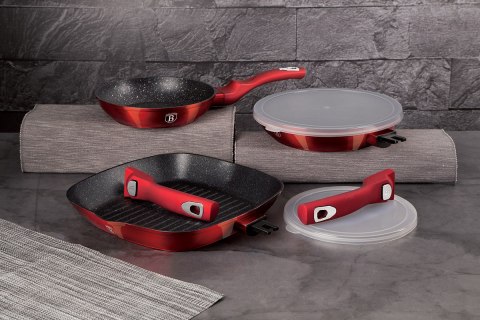 Berlinger Haus BH-6796 Burgundy — 3 patelnie i pokrywki Smart Lid