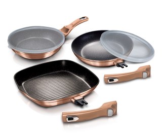 Berlinger Haus BH-7038 Rose Gold — 3 patelnie i pokrywki Smart Lid
