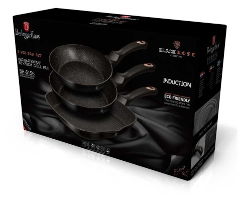 Berlinger Haus BH-6156 Black Rose — komplet 3 patelni