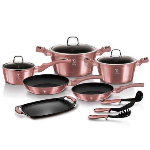 BERLINGER HAUS I-Rose BH-6044 — komplet naczyń z tacą grillową, 12 elementów