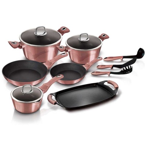 BERLINGER HAUS I-Rose BH-6044 — komplet naczyń z tacą grillową, 12 elementów