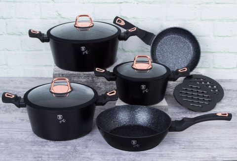 Berlinger Haus BH-1645 BLACK ROSE – zestaw garnków i patelni, 10 elementów