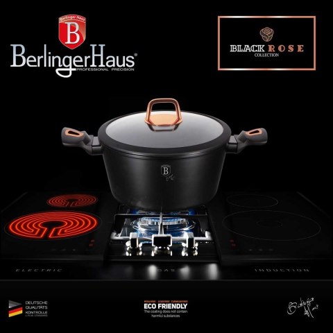 Berlinger Haus BH-6154 BLACK ROSE — zestaw 3 garnków z pokrywkami i 4 przyborami