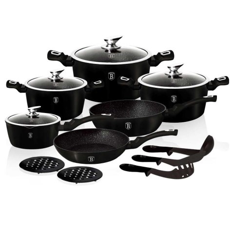 Berlinger Haus BH-1474 Black Thermoguard — komplet garnków i patelni, 15 elementów