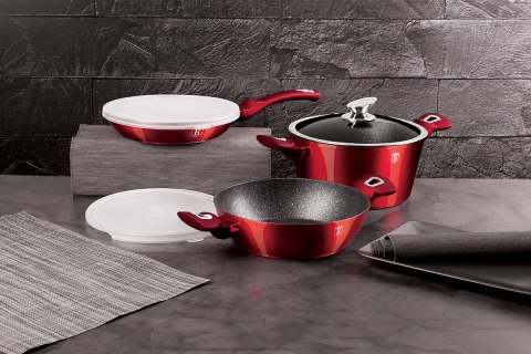 Berlinger Haus BH-7046 BURGUNDY — zestaw garnków i patelni z pokrywkami