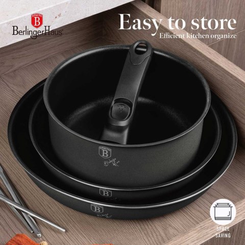 Berlinger Haus BH-8256 ANTRACITE – zestaw garnków i patelni z odpinanym uchwytem, 9 elementów