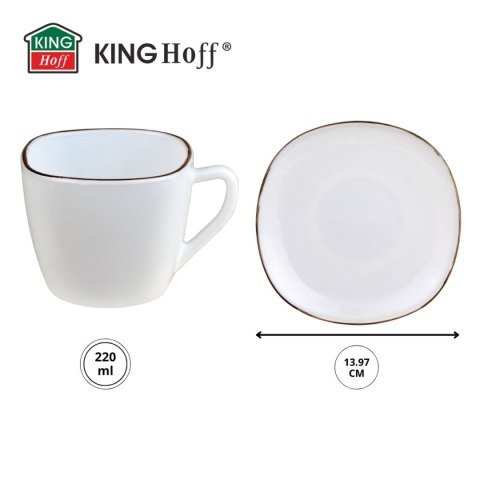 KINGHOFF OPAL KH-1930 - komplet 6 filiżanek 220 ml ze spodkami