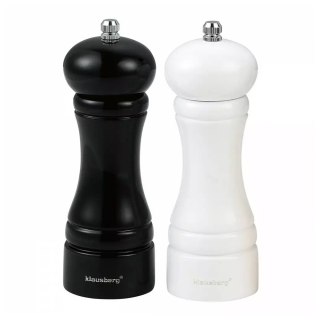 KLAUSBERG KB-7558 — komplet 2 młynków do soli i pieprzu, czarny i biały