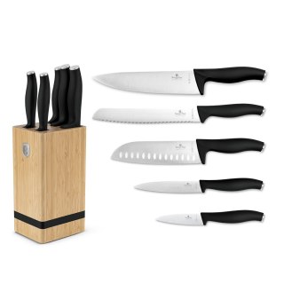 Berlinger Haus BH-2971 MATTE BLACK — zestaw 5 noży w bloku bambusowym